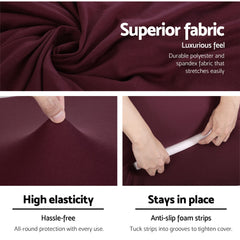 Artiss Sofa Cover Elastic Stretchable Couch Covers Burgundy 3 Seater.