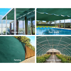 Instahut 3.66x30m 30% UV Shade Cloth Shadecloth Sail Garden Mesh Roll Outdoor Green