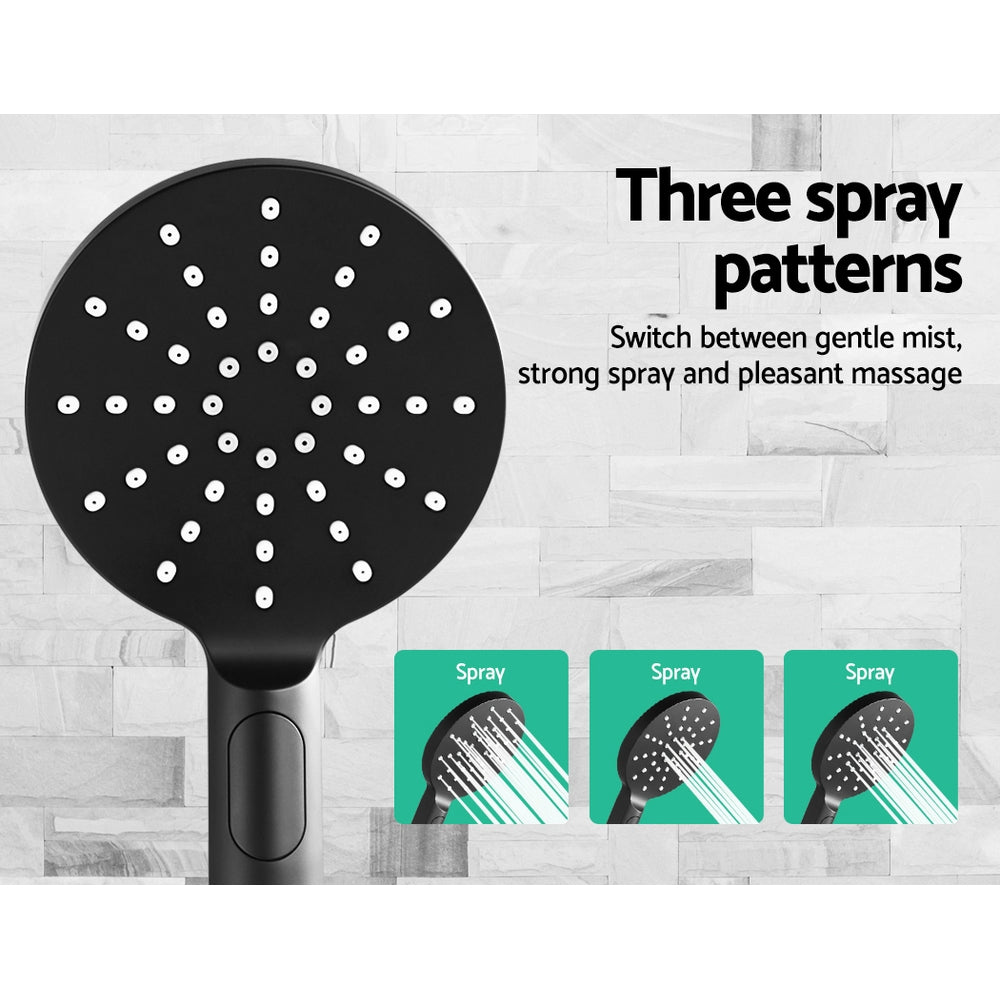 Cefito WELS 9'' Rain Shower Head Set Round Handheld High Pressure Wall Black