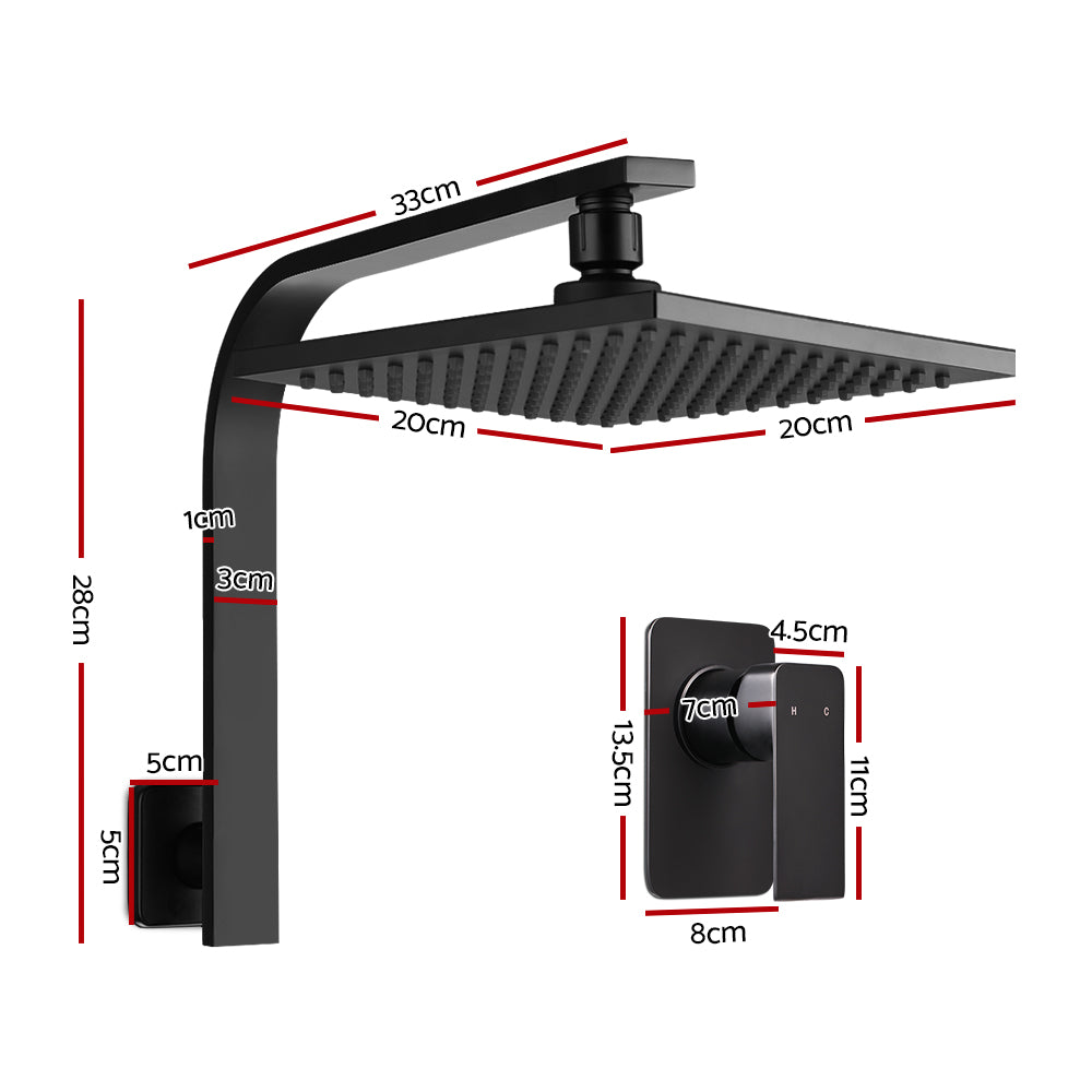 Cefito WElS 8'' Rain Shower Head Mixer Square High Pressure Wall Arm DIY Black