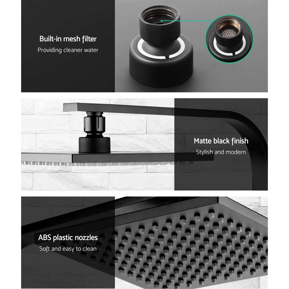 Cefito WElS 8'' Rain Shower Head Taps Square High Pressure Wall Arm DIY Black