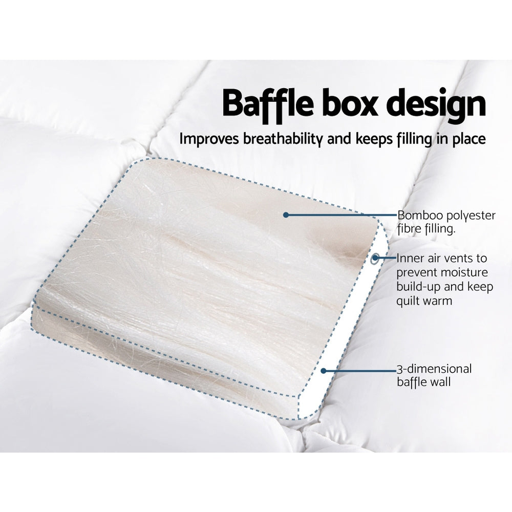 Giselle King Single Mattress Topper Bamboo Fibre Pillowtop Protector