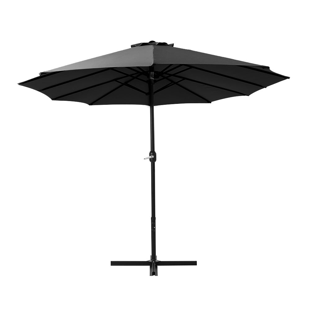 Instahut Outdoor Umbrella Twin Umbrellas Beach Garden Stand Base Sun Shade 4.57m