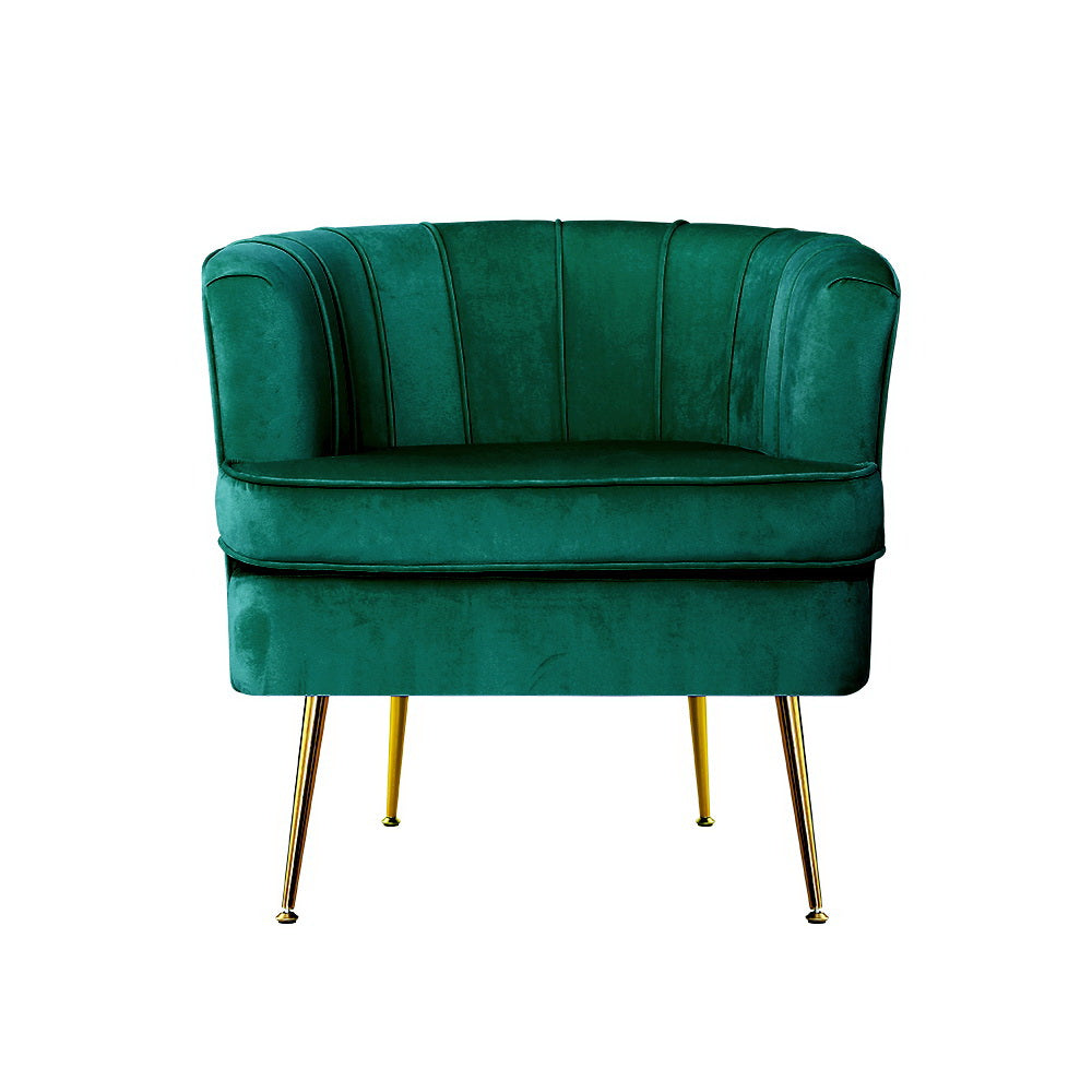 Artiss Armchair Lounge Accent Chair Armchairs Sofa Chairs Velvet Green Couch.