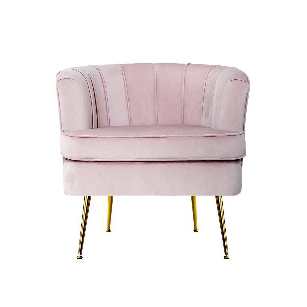 Artiss Armchair Lounge Chair Accent Armchairs Sofa Chairs Velvet Pink Couch.