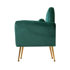 Artiss Armchair Lounge Chair Accent Armchairs Chairs Sofa Green Cushion Velvet.