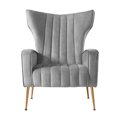 Artiss Armchair Lounge Accent Chairs Armchairs Chair Velvet Sofa Grey Seat.