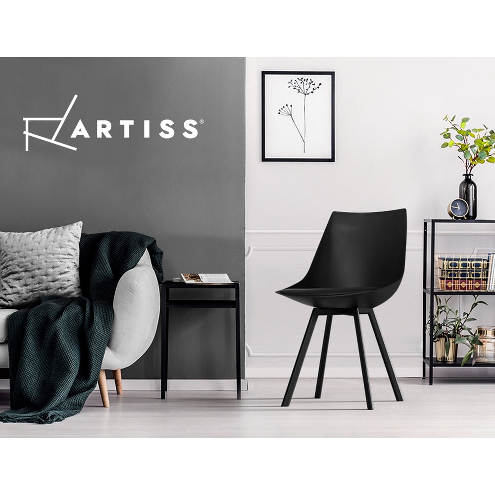 Artiss Set of 2 Lylette Dining Chairs Cafe Chairs PU Leather Padded Seat Black
