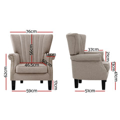 Artiss Armchair Lounge Chair Accent Chairs Armchairs Fabric Single Sofa Beige.