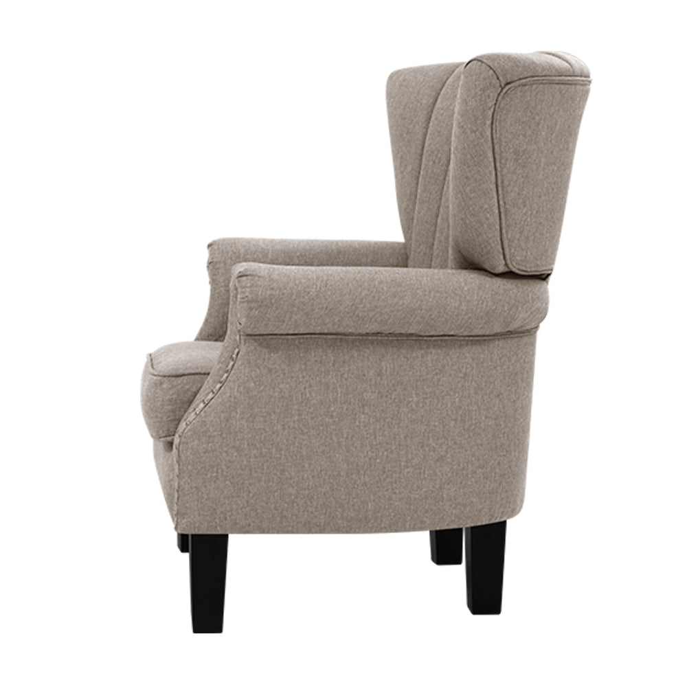 Artiss Armchair Lounge Chair Accent Chairs Armchairs Fabric Single Sofa Beige.