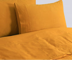 Elan Linen 100% Egyptian Cotton Vintage Washed 500TC Mustard Double Quilt Cover Set