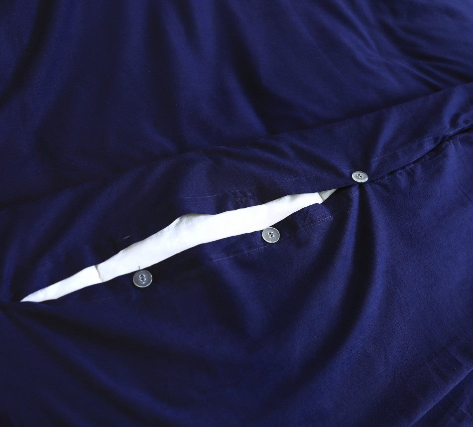 Elan Linen 100% Egyptian Cotton Vintage Washed 500TC Navy Blue King Quilt Cover Set