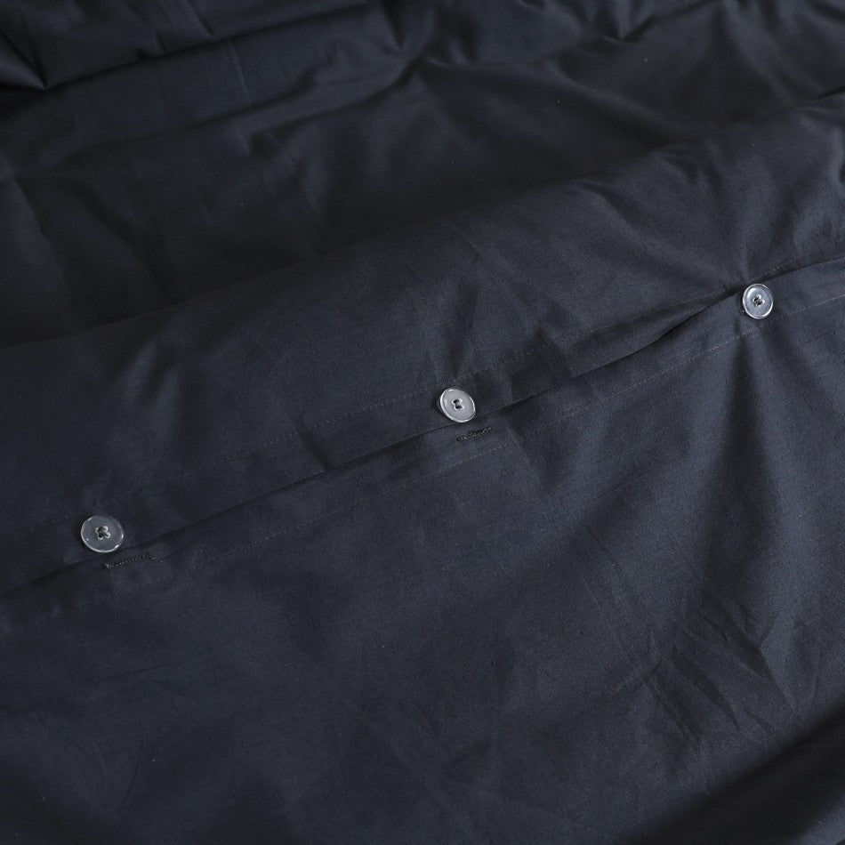 Elan Linen 100% Egyptian Cotton Vintage Washed 500TC Charcoal Super King Quilt Cover Set