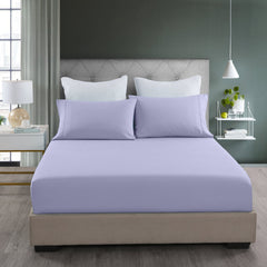 Royal Comfort 2000TC 3 Piece Fitted Sheet and Pillowcase Set Bamboo Cooling - Double - Lilac Grey