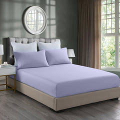 Royal Comfort 2000TC 3 Piece Fitted Sheet and Pillowcase Set Bamboo Cooling - King - Lilac Grey