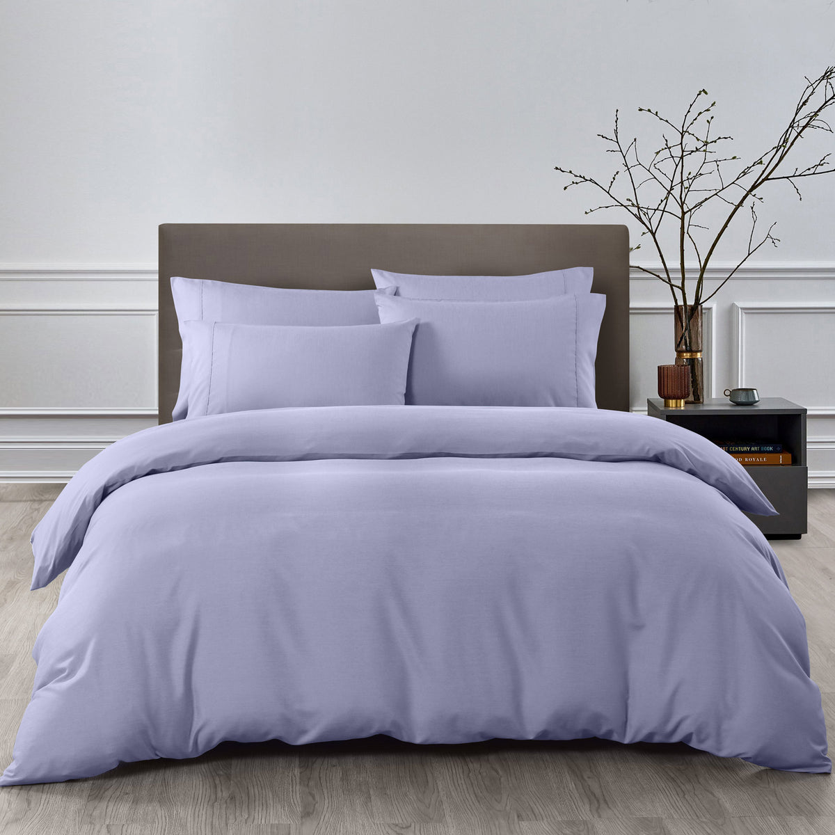 Royal Comfort 2000TC Quilt Cover Set Bamboo Cooling Hypoallergenic Breathable - Double - Lilac Grey