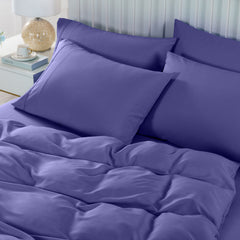 Royal Comfort 2000TC 6 Piece Bamboo Sheet & Quilt Cover Set Cooling Breathable - Double - Royal Blue