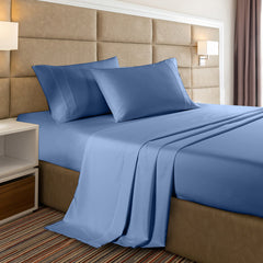 Casa Decor 2000 Thread Count Bamboo Cooling Sheet Set Ultra Soft Bedding - Double - Denim