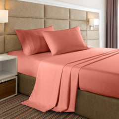 Casa Decor 2000 Thread Count Bamboo Cooling Sheet Set Ultra Soft Bedding - Double - Peach