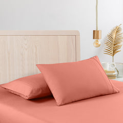 Casa Decor 2000 Thread Count Bamboo Cooling Sheet Set Ultra Soft Bedding - Double - Peach