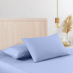 Casa Decor 2000 Thread Count Bamboo Cooling Sheet Set Ultra Soft Bedding - Single - Light Blue