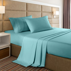 Casa Decor 2000 Thread Count Bamboo Cooling Sheet Set Ultra Soft Bedding - King Single - Aqua