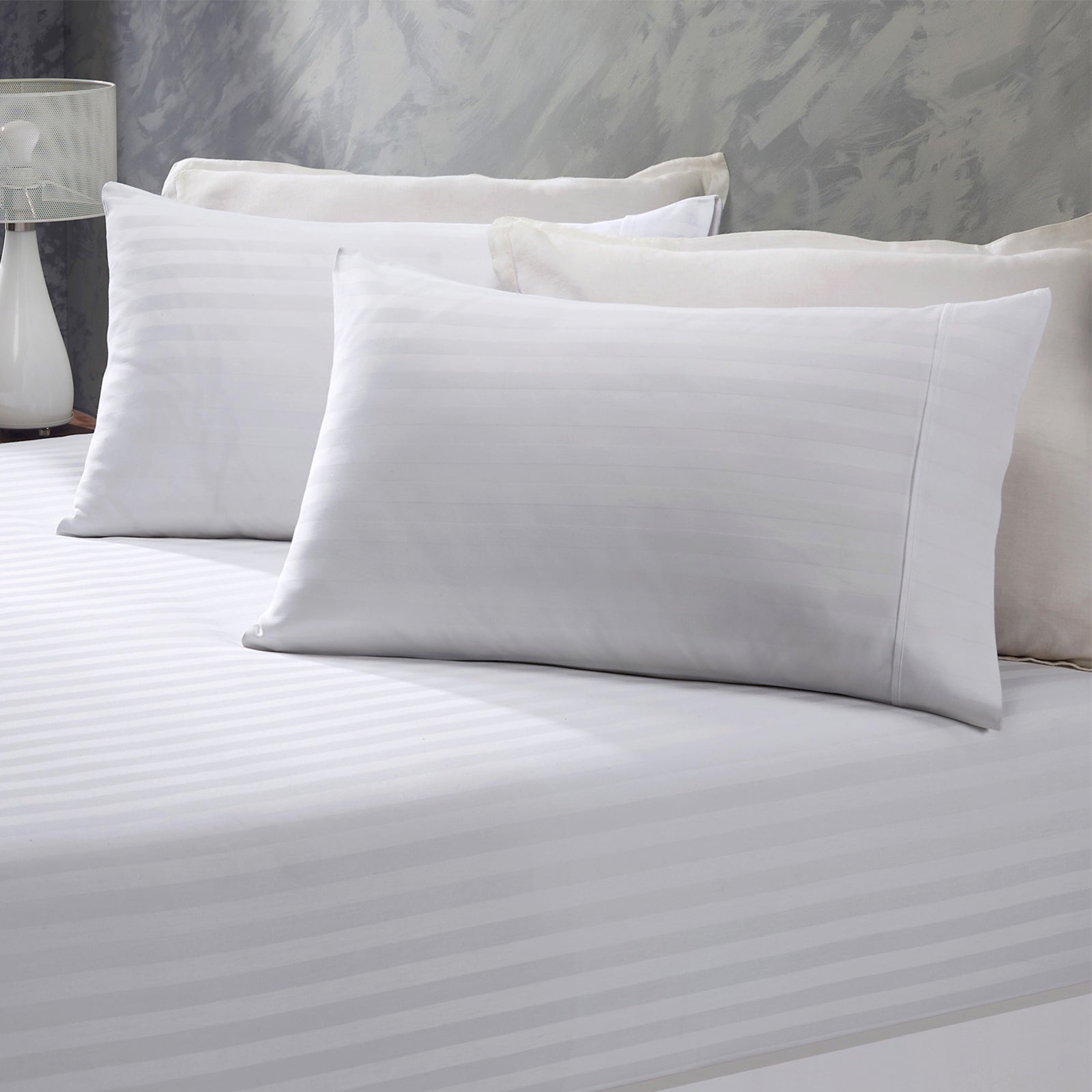 Royal Comfort 1200 Thread Count 3 Piece Combo Set 100% Egyptian Cotton Striped - Double - White