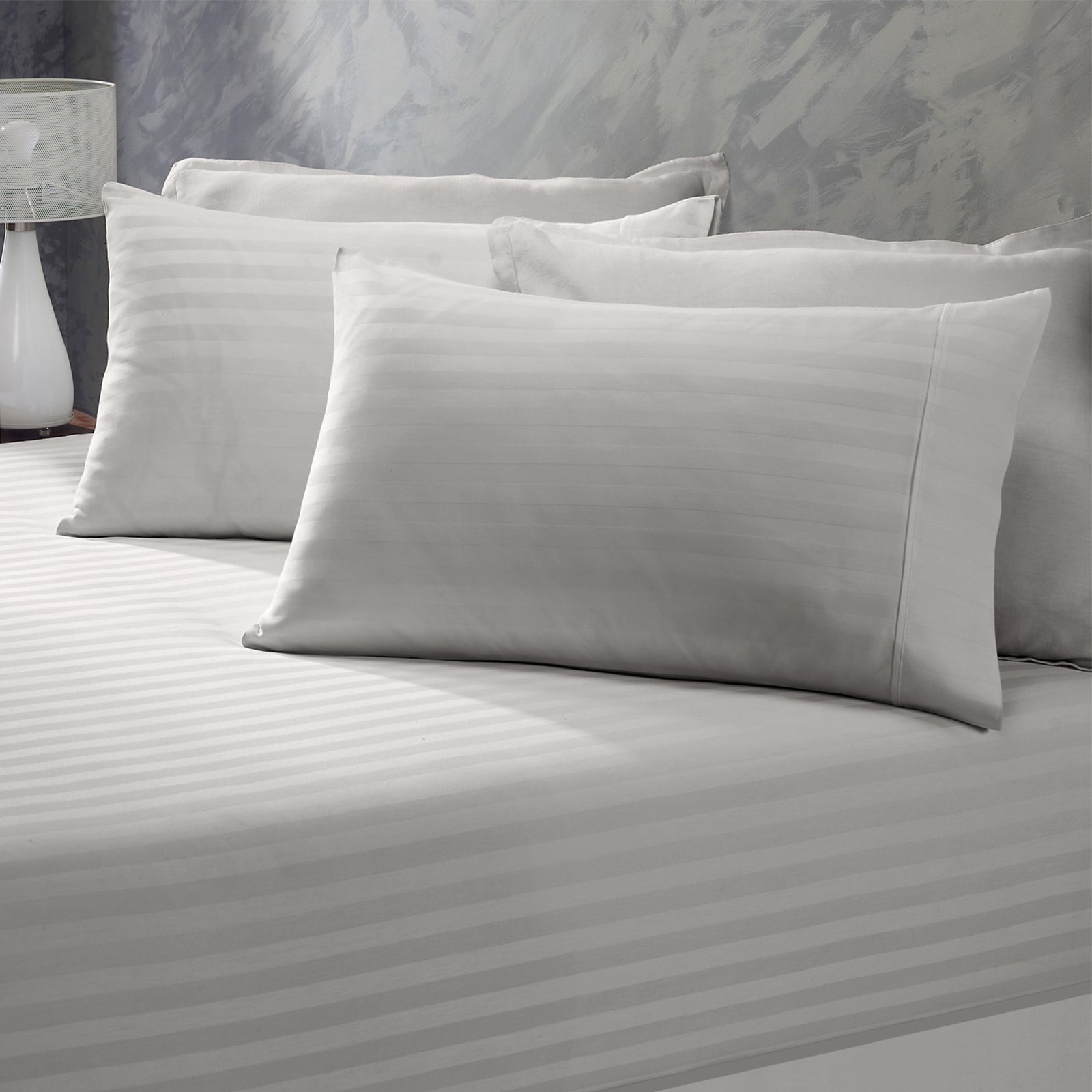 Royal Comfort 1200 Thread Count 3 Piece Combo Set 100% Egyptian Cotton Striped - Double - Silver