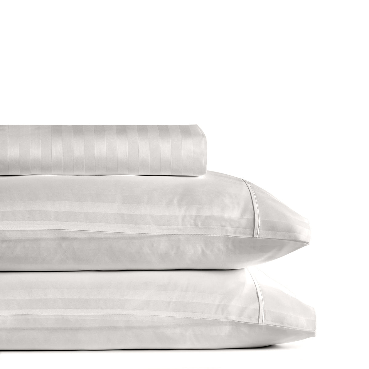 Royal Comfort 1200 Thread Count 3 Piece Combo Set 100% Egyptian Cotton Striped - Double - Silver