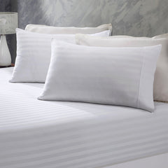 Royal Comfort 1200 Thread Count 3 Piece Combo Set 100% Egyptian Cotton Striped - Queen - White