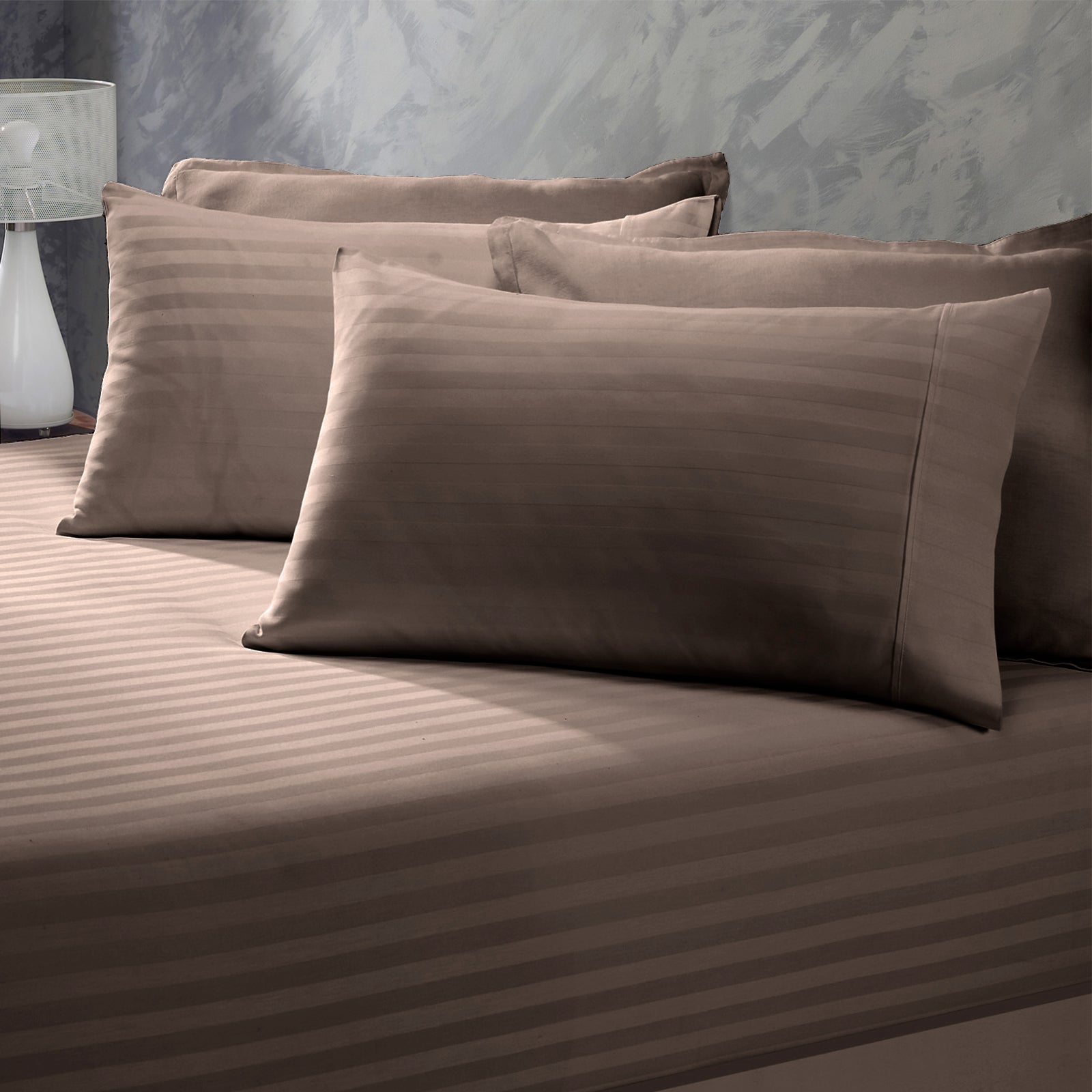 Royal Comfort 1200 Thread Count 3 Piece Combo Set 100% Egyptian Cotton Striped - Queen - Charcoal