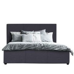 Milano Luxury Gas Lift Bed Frame Base And Headboard With Storage - King Single - Charcoal