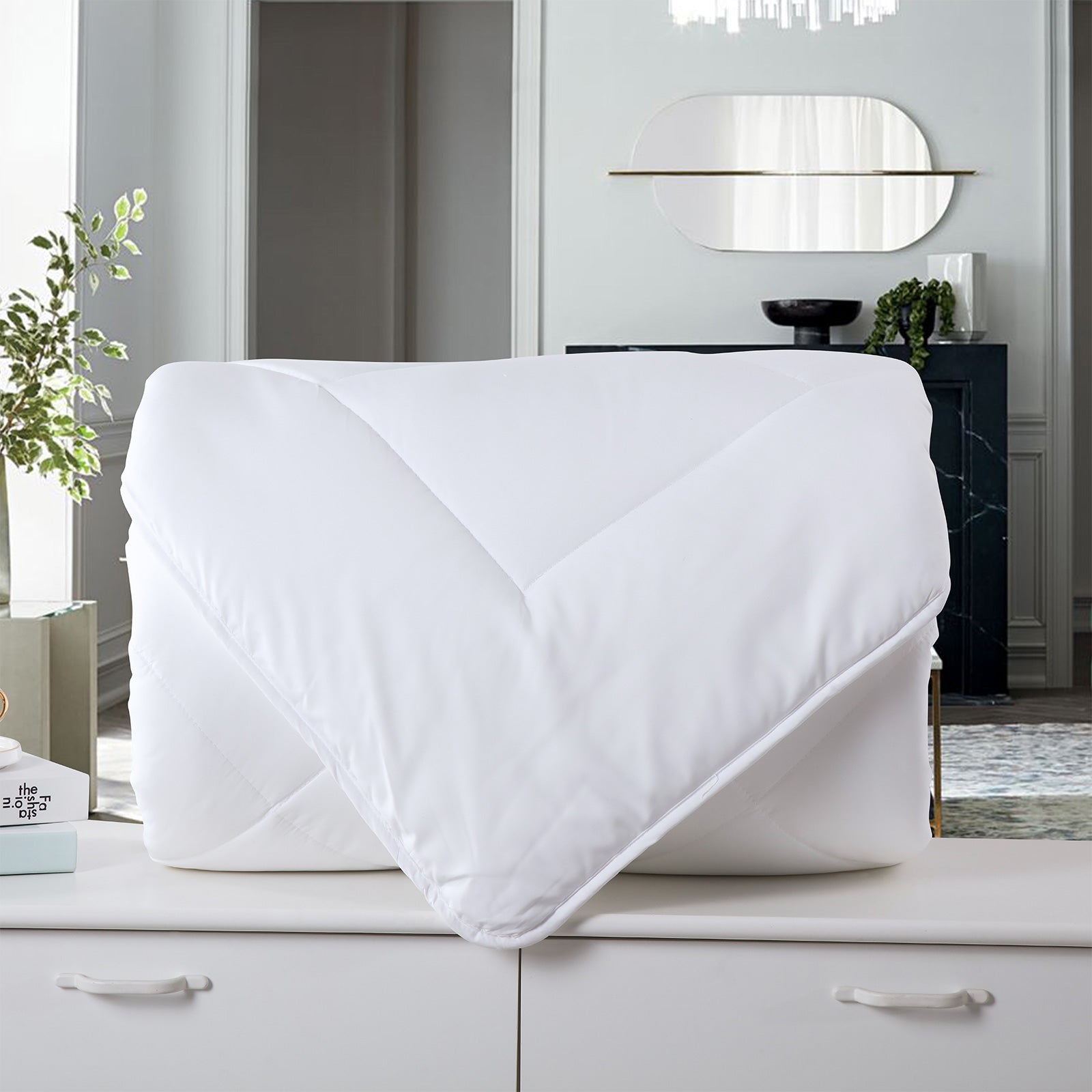 Royal Comfort 260GSM Deluxe Eco-Silk Touch Quilt 100% Cotton Cover - Double - White