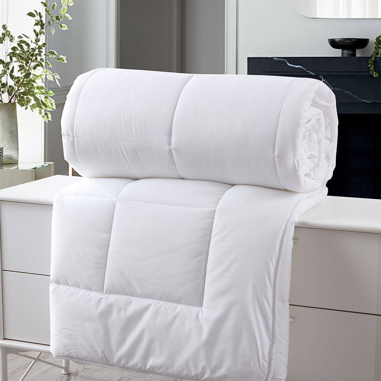 Royal Comfort 260GSM Deluxe Eco-Silk Touch Quilt 100% Cotton Cover - Double - White