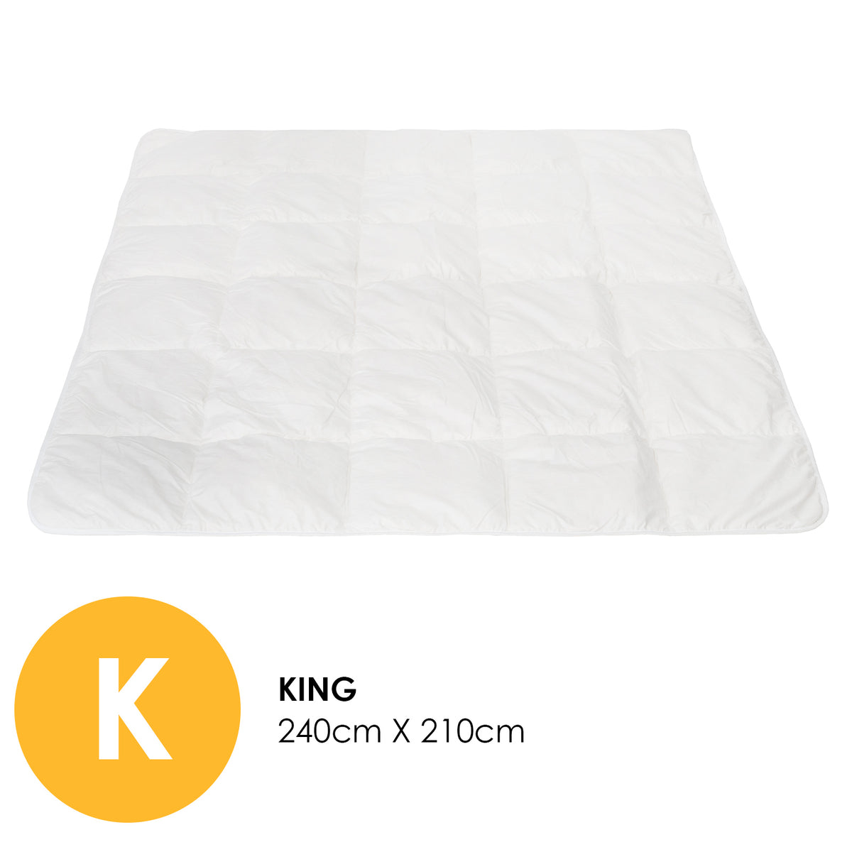 Royal Comfort 260GSM Deluxe Eco-Silk Touch Quilt 100% Cotton Cover - King - White