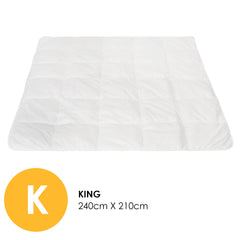 Royal Comfort 260GSM Deluxe Eco-Silk Touch Quilt 100% Cotton Cover - King - White