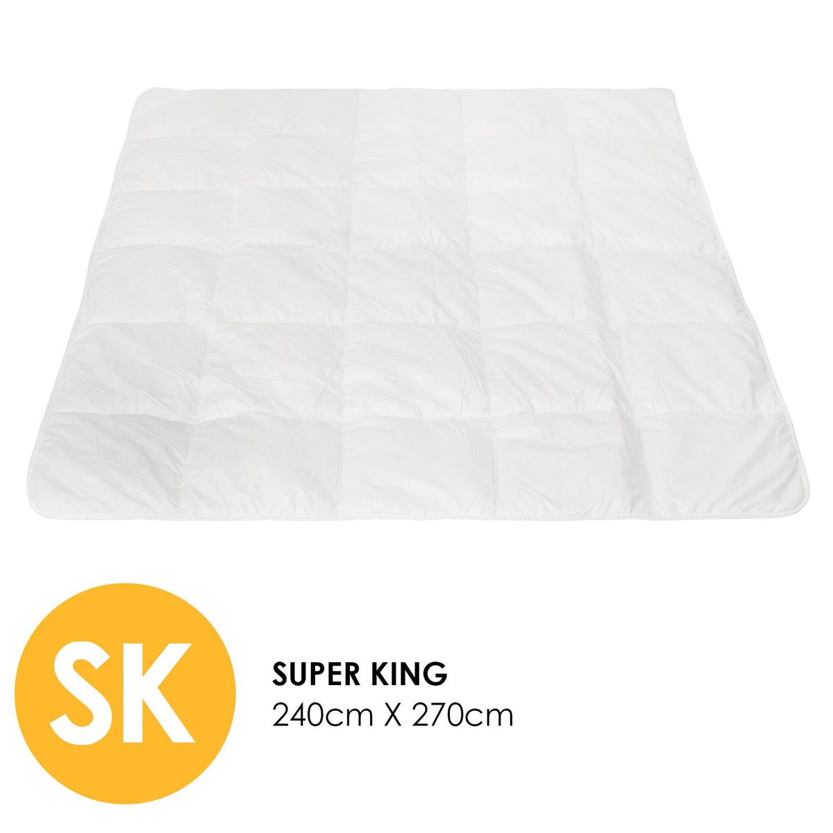 Royal Comfort 260GSM Deluxe Eco-Silk Touch Quilt 100% Cotton Cover - Super King - White