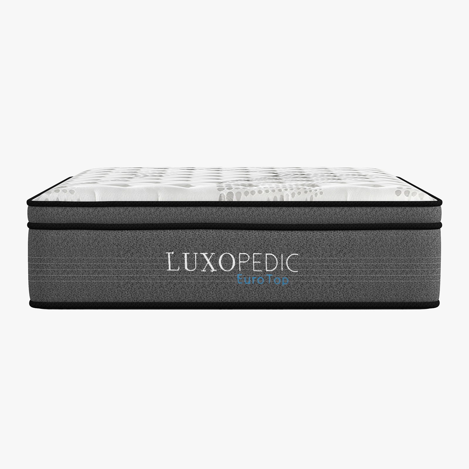 Luxopedic Pocket Spring Mattress 5 Zone 32CM Euro Top Memory Foam Medium Firm - Queen - White  Grey