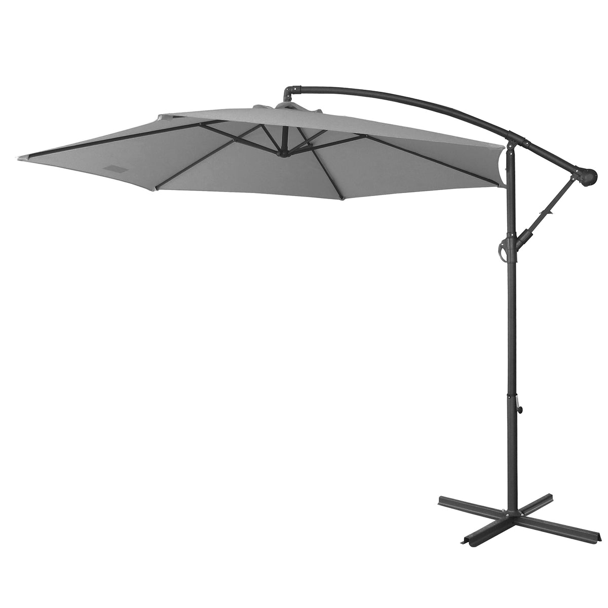 Milano Outdoor 3 Metre Cantilever Umbrella UV Sunshade Garden Patio Deck - Grey