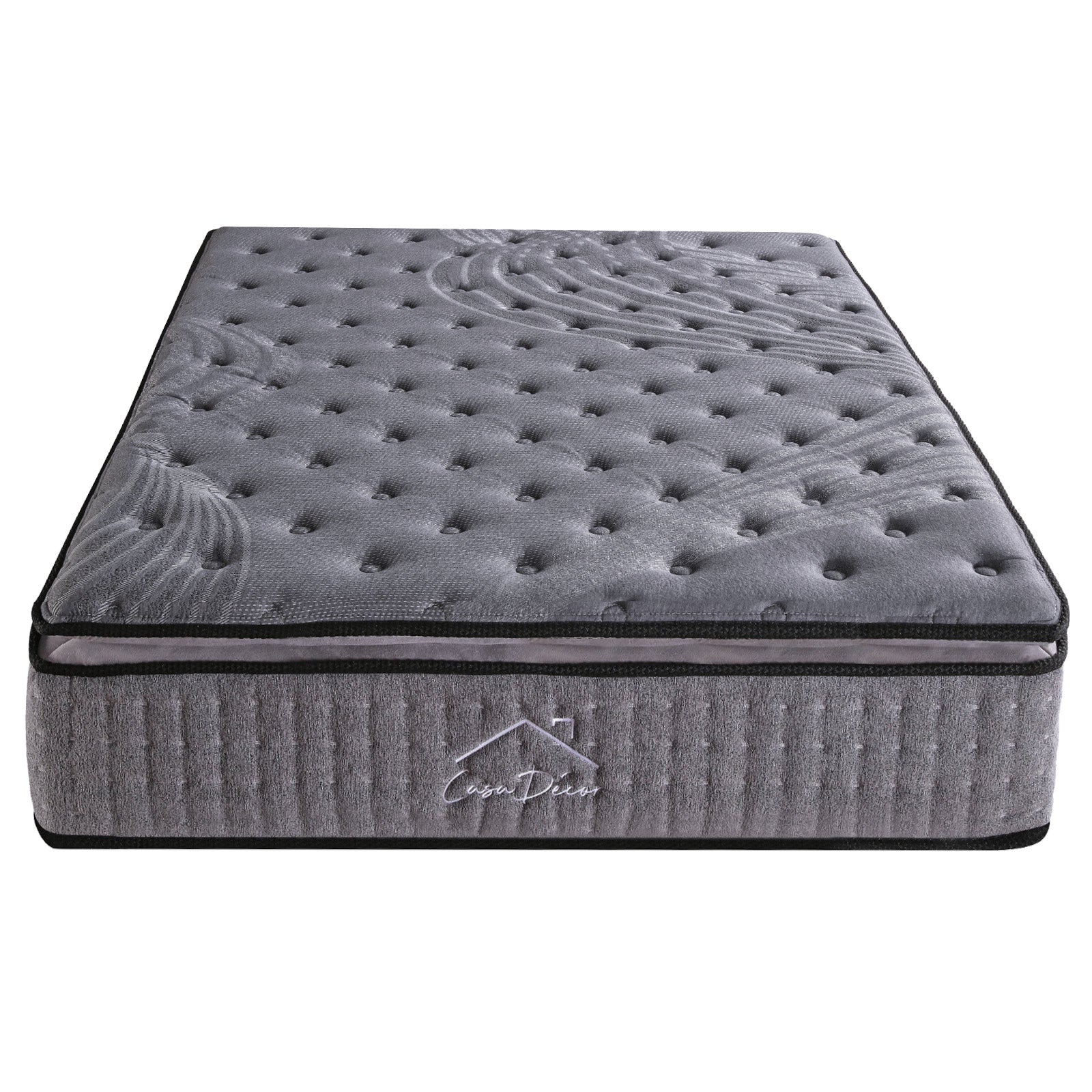 Casa Decor Bamboo Charcoal Mattress Pocket Spring Pillowtop 5 Zone 32cm Depth - King Single - Charcoal