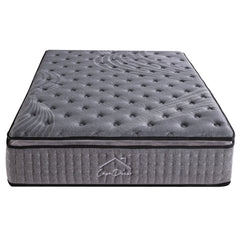 Casa Decor Bamboo Charcoal Mattress Pocket Spring Pillowtop 5 Zone 32cm Depth - King Single - Charcoal