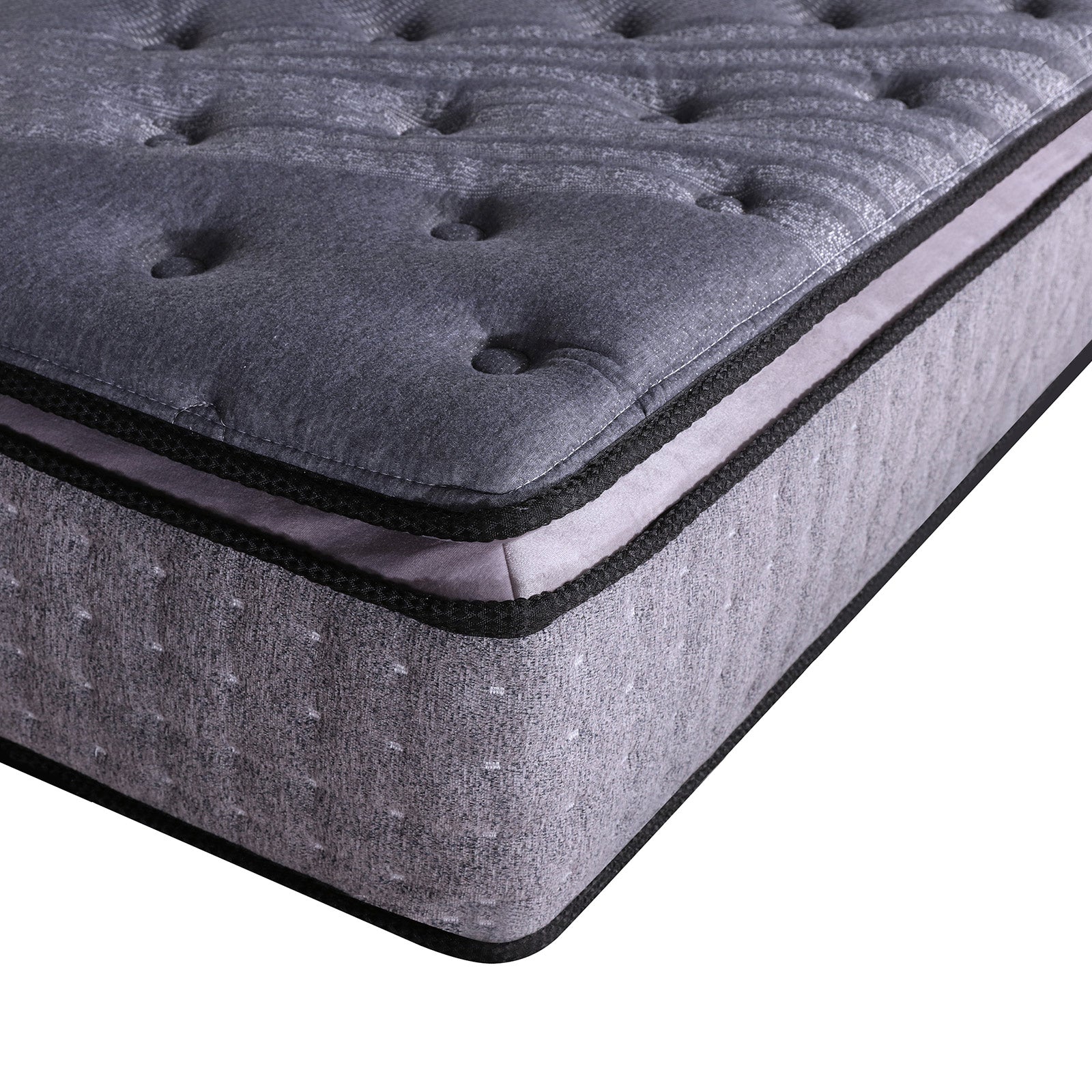 Casa Decor Bamboo Charcoal Mattress Pocket Spring Pillowtop 5 Zone 32cm Depth - Double - Charcoal