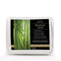 Royal Comfort Bamboo Blend Quilt 250GSM Luxury  Duvet 100% Cotton Cover - Queen - White