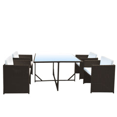 Arcadia Furniture 5 Piece Outdoor Dining Table Set Rattan Table Chairs Garden - Oatmeal and Grey