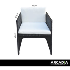 Arcadia Furniture 5 Piece Outdoor Dining Table Set Rattan Table Chairs Garden - Black and Grey