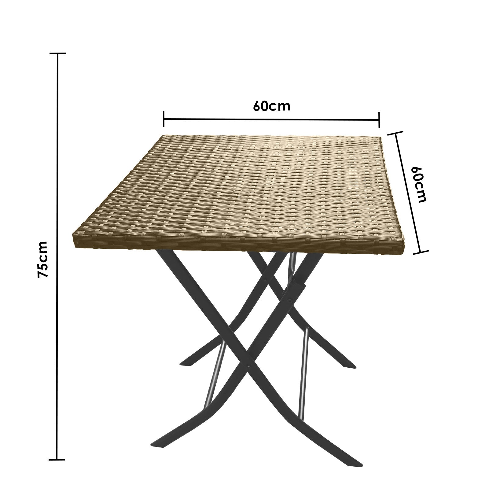 Arcadia Furniture Outdoor 3 Piece Foldable Rattan Coffee Table Set Garden Patio - Oatmeal