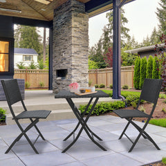 Arcadia Furniture Outdoor 3 Piece Foldable Rattan Coffee Table Set Garden Patio - Black