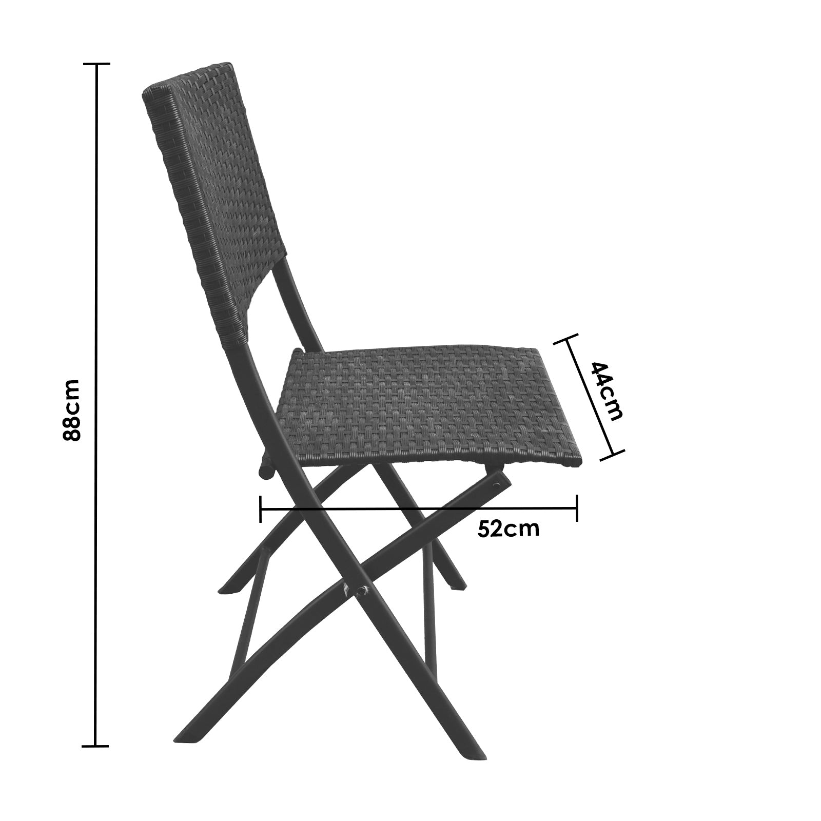 Arcadia Furniture Outdoor 3 Piece Foldable Rattan Coffee Table Set Garden Patio - Black