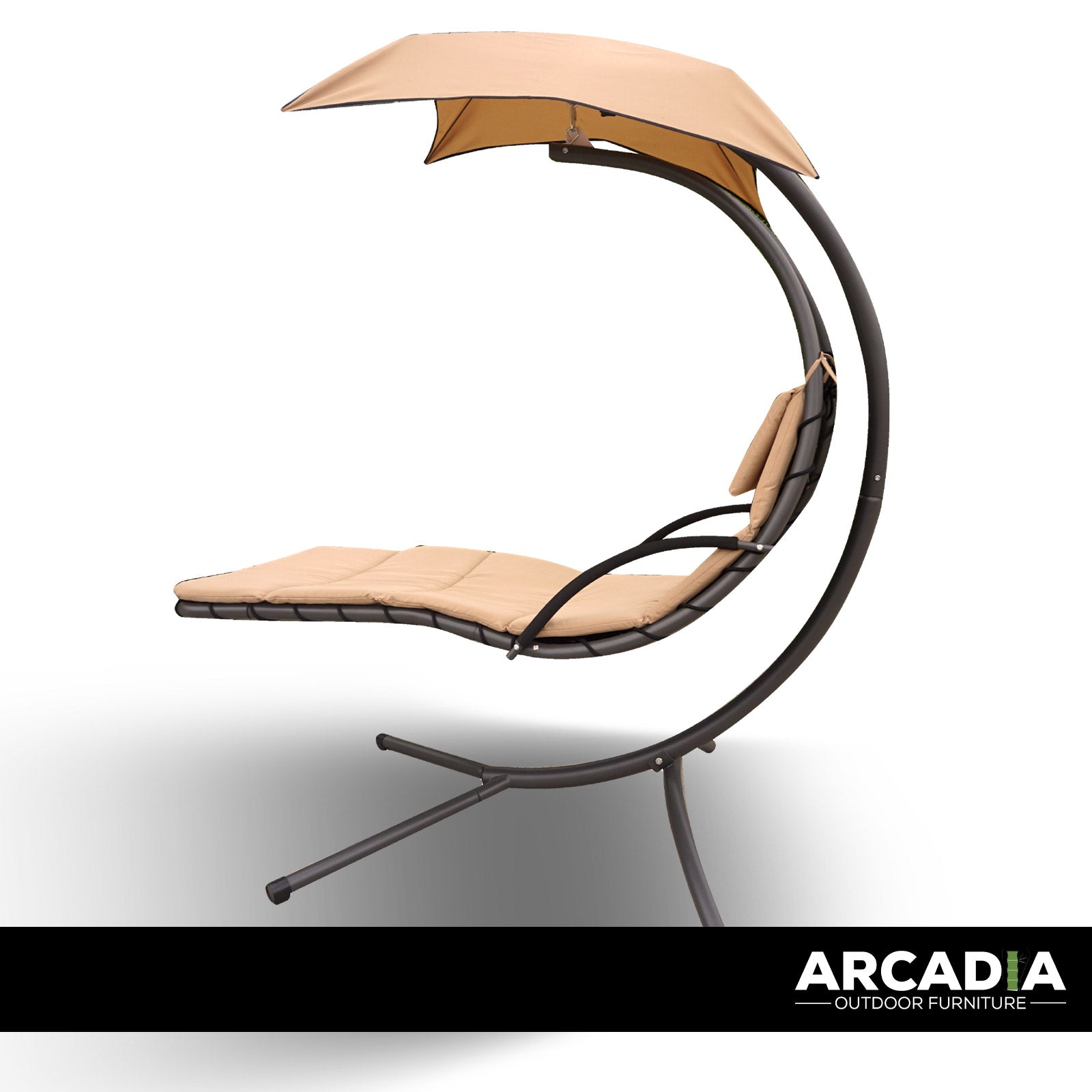 Arcadia Furniture Hammock Swing Chair Chaise Lounger Beige Waterproof Outdoor