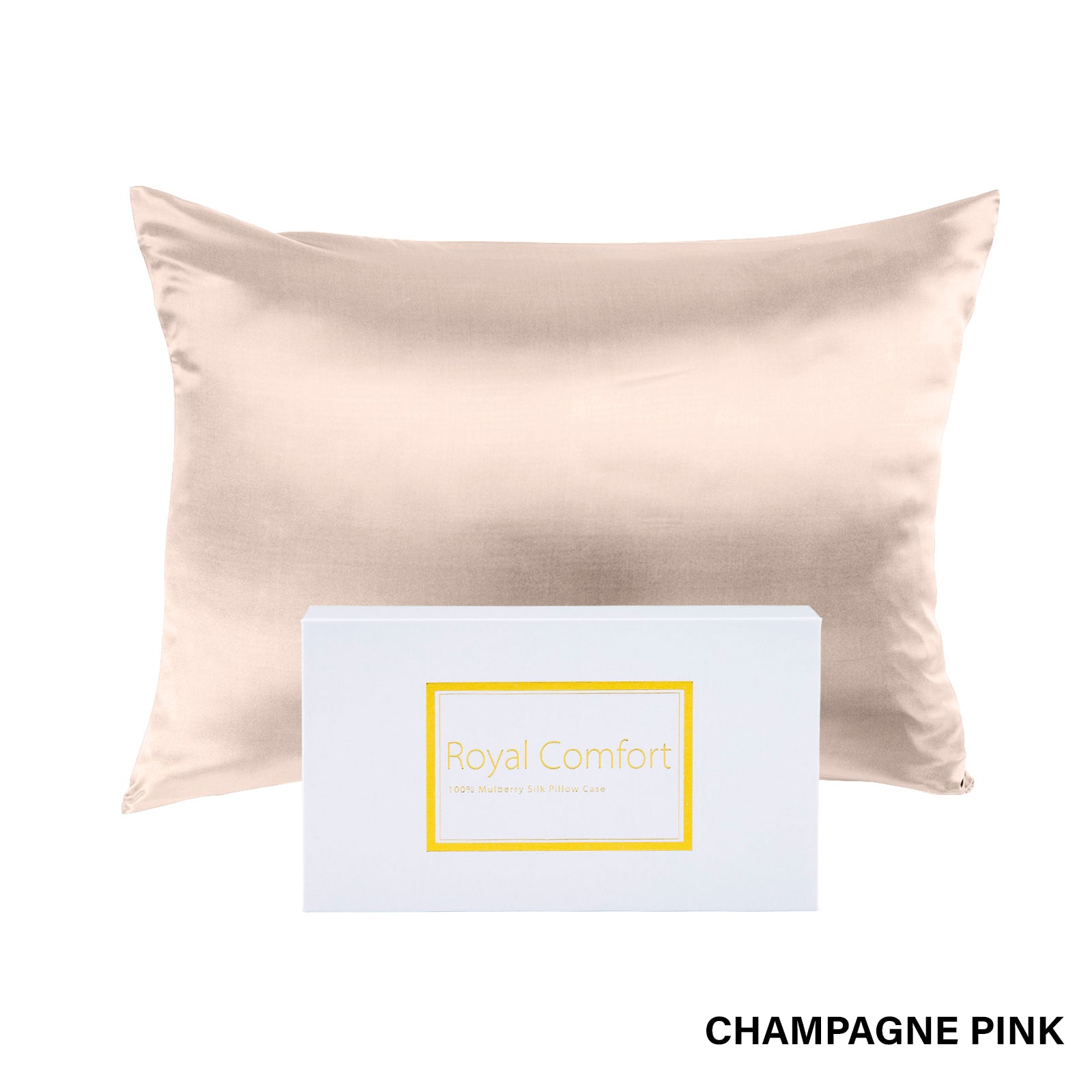 Royal Comfort Pure Silk Pillow Case 100% Mulberry Silk Hypoallergenic Pillowcase - Champagne Pink